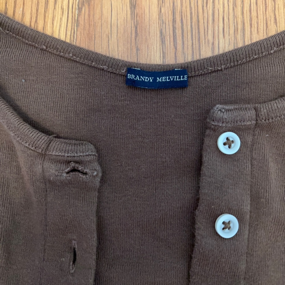Brandy Melville Brown Long Sleeve Button Up